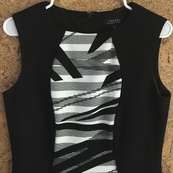 Tahari ASL Black/White Textured Sheath Dress - Picture 2 of 4